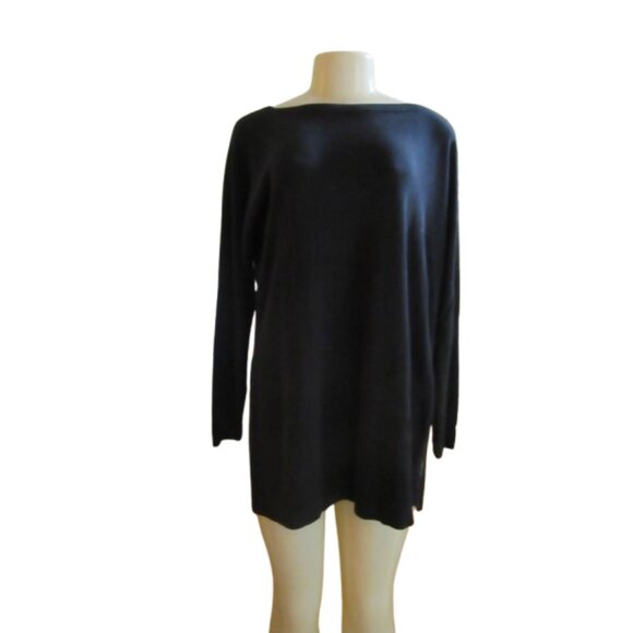 Peruvian Connection Cotton/Modal Black Long Sleeve Tunic Sweater Sz L - Picture 1 of 4